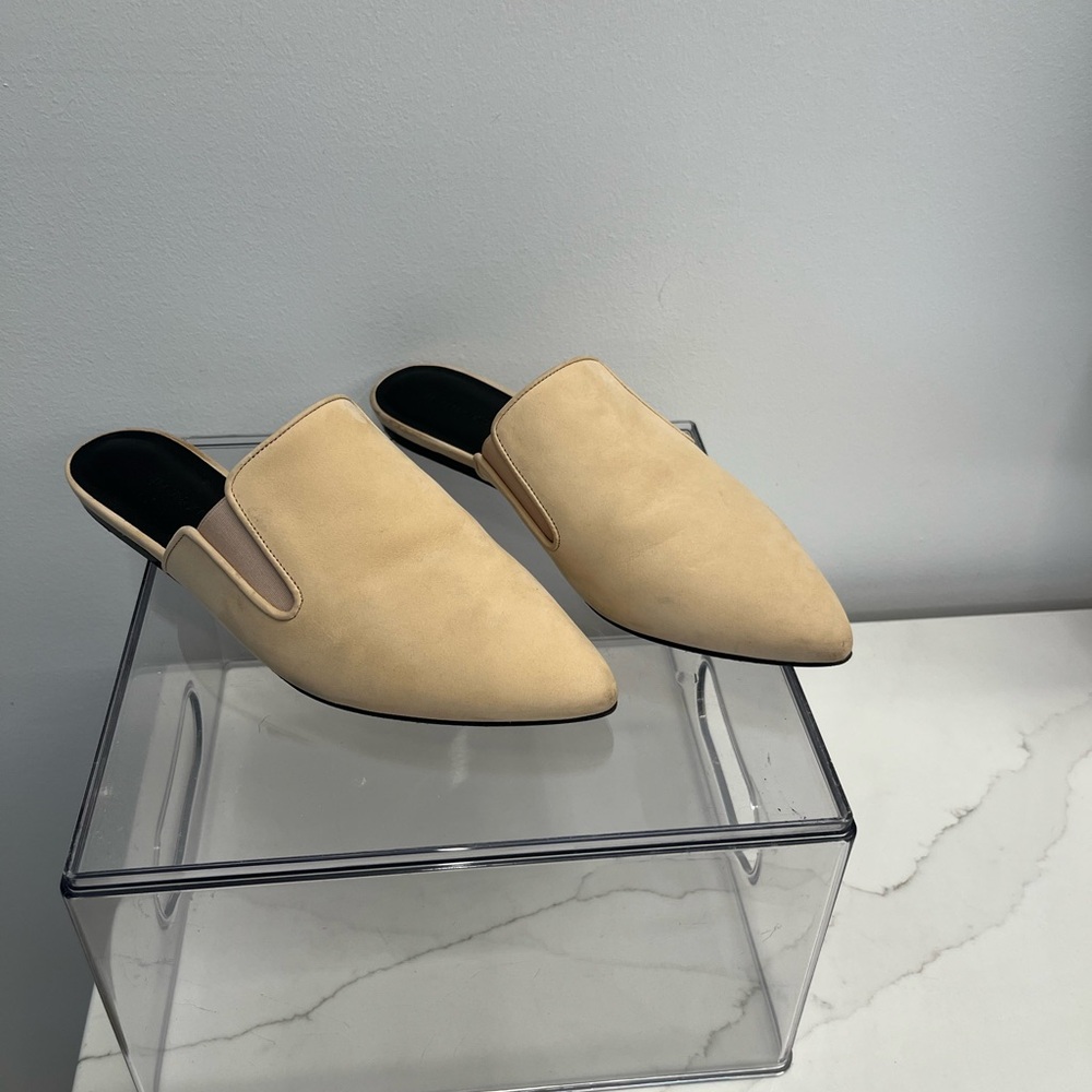 Jenni Kayne Cream Pointed-Toe Backless Mules